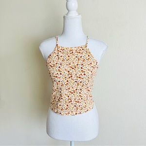 Garage White & Yellow Ditsy Floral Thin Strap Tank Top